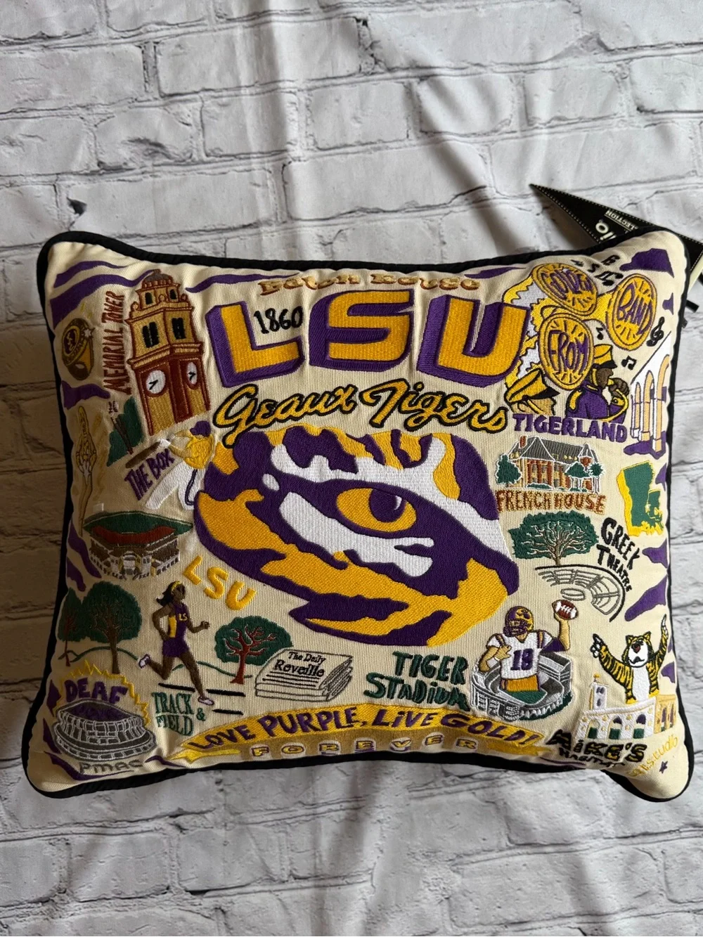 LSU Pillow Louisiana State University Embroidered Decorative Throw Pillow New